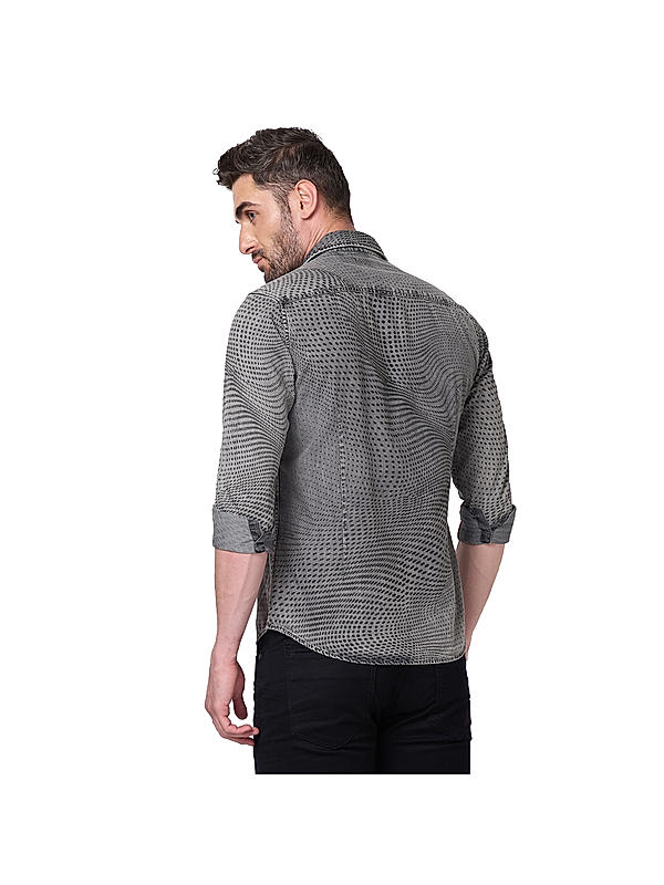 KILLER Men Dark Grey Solid Shirts