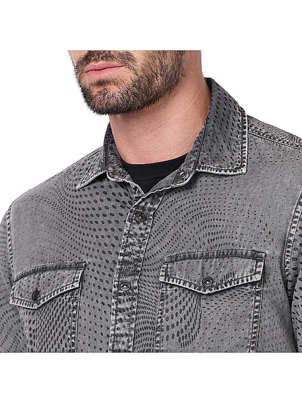 KILLER Men Dark Grey Solid Shirts