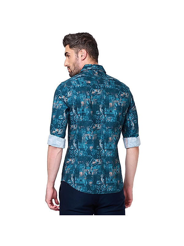 KILLER Men Dark Green Printed Shirts