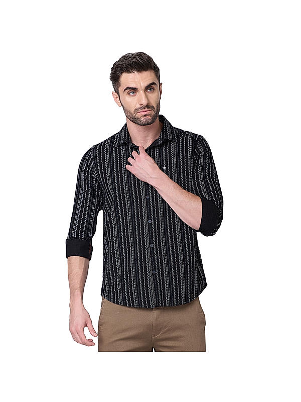 KILLER Men Black Striped Shirts