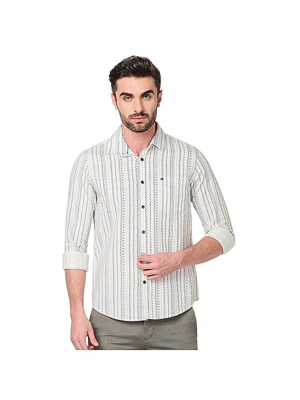 KILLER Men White Striped Shirts