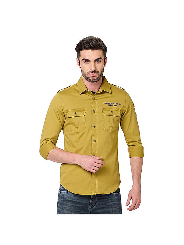 KILLER Men Yellow Solid Shirts