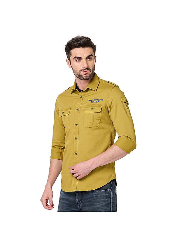 KILLER Men Yellow Solid Shirts