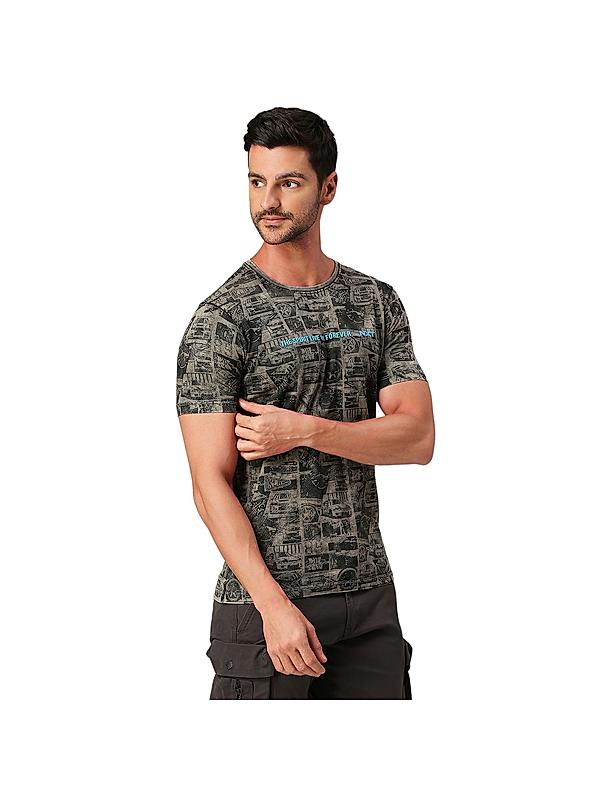 KILLER Men Grey Printed T-Shirts