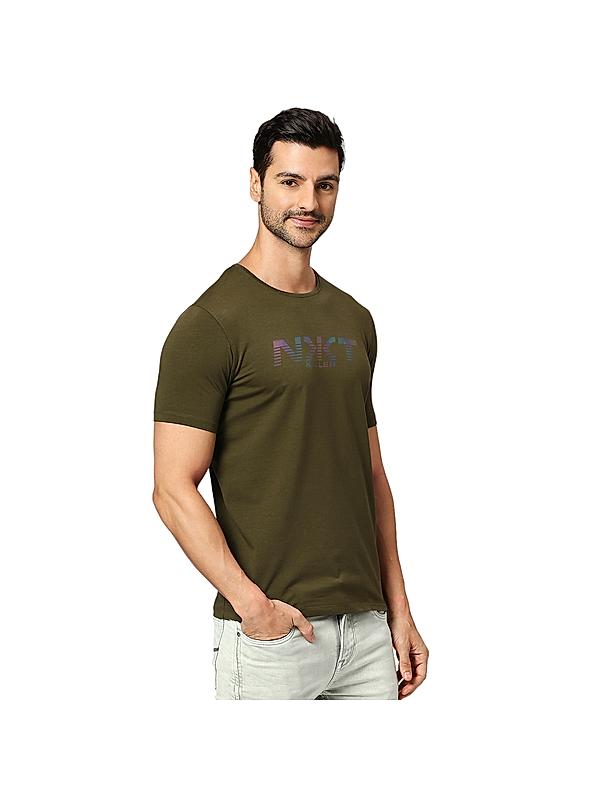 KILLER Men Dark Green Printed T-Shirts