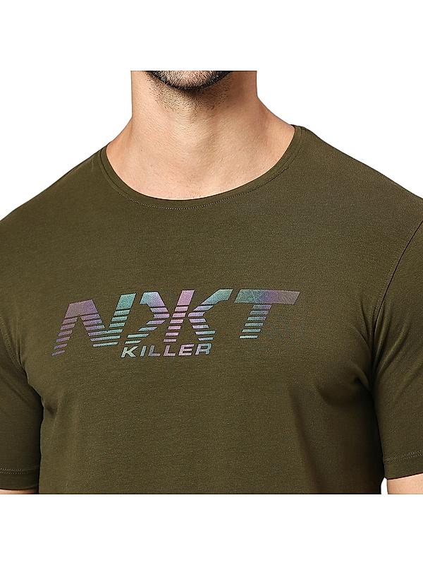 KILLER Men Dark Green Printed T-Shirts