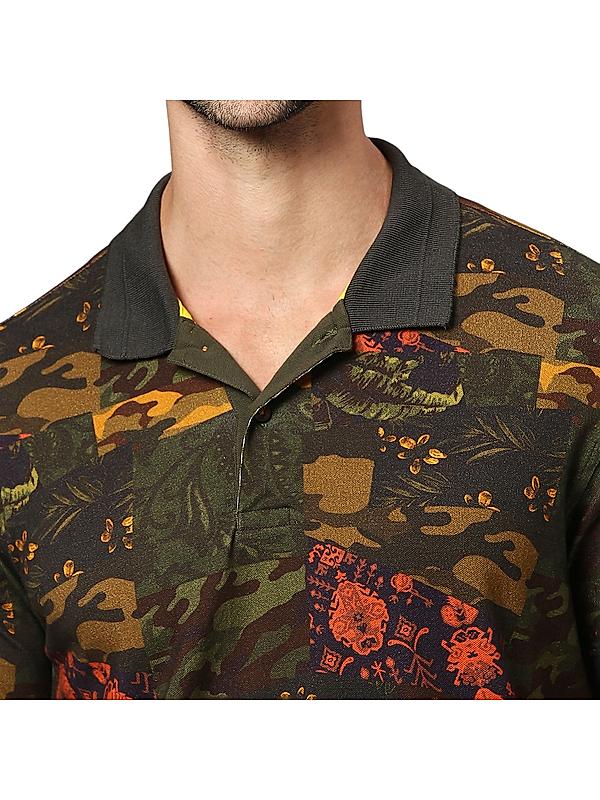 KILLER Men Dark Green Printed T-Shirts