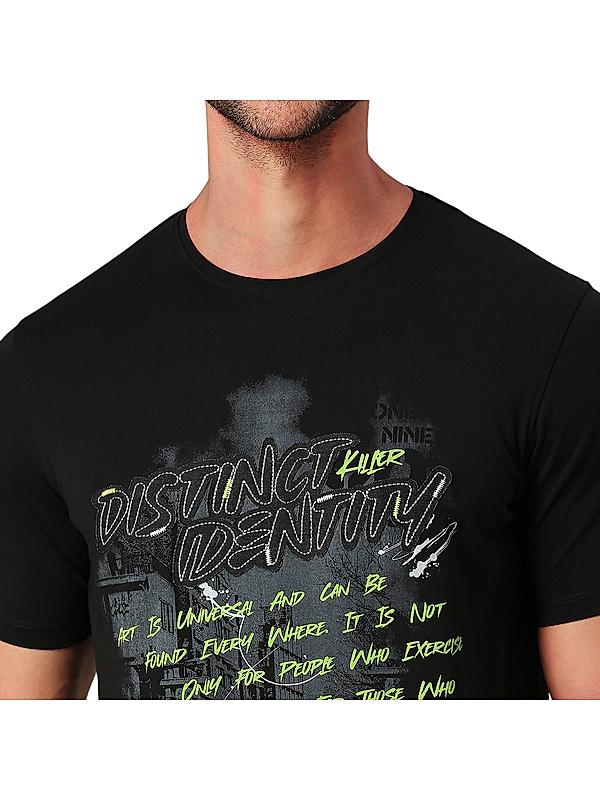 KILLER Men Black Printed T-Shirts