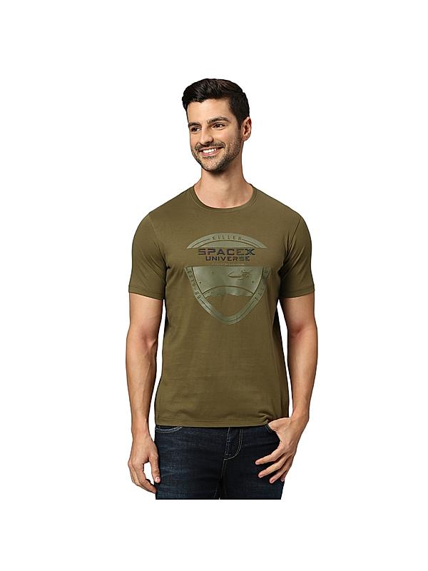 KILLER Men Dark Green Printed T-Shirts