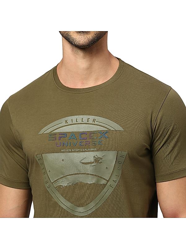 KILLER Men Dark Green Printed T-Shirts