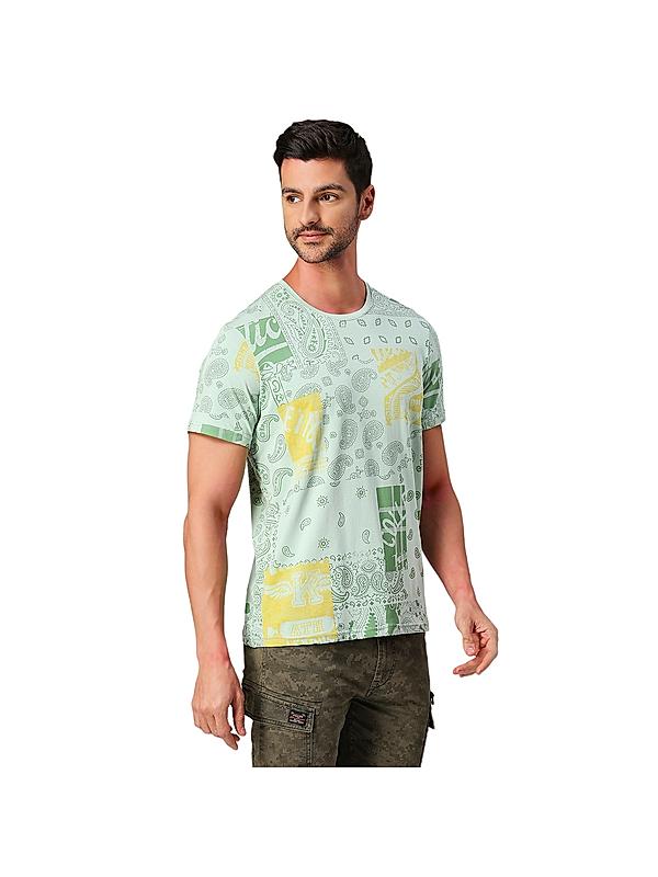 KILLER Men Light Green Printed T-Shirts