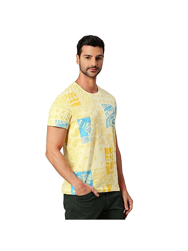 KILLER Men Yellow Printed T-Shirts