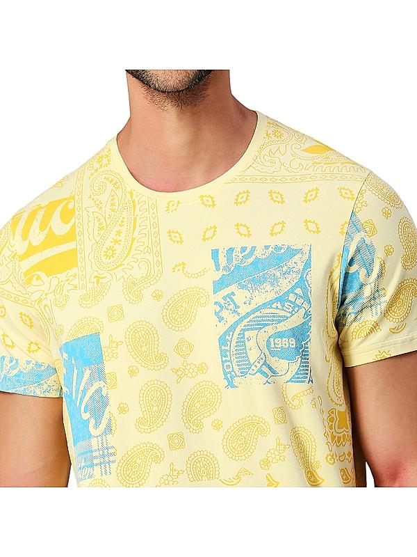 KILLER Men Yellow Printed T-Shirts