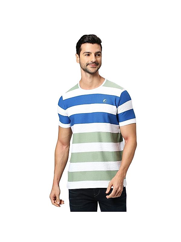 KILLER Men Royal Blue Stripes T-Shirts