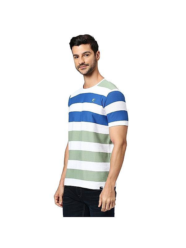 KILLER Men Royal Blue Stripes T-Shirts