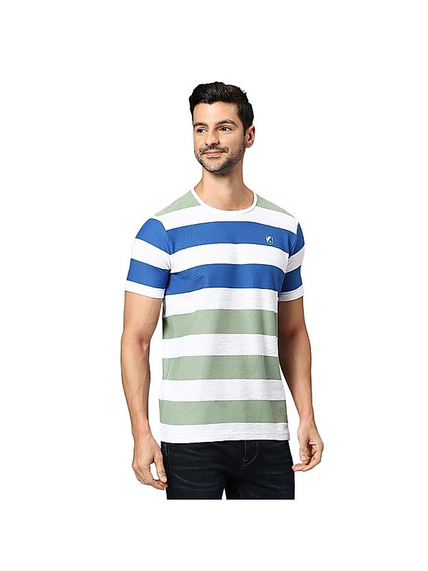 KILLER Men Royal Blue Stripes T-Shirts