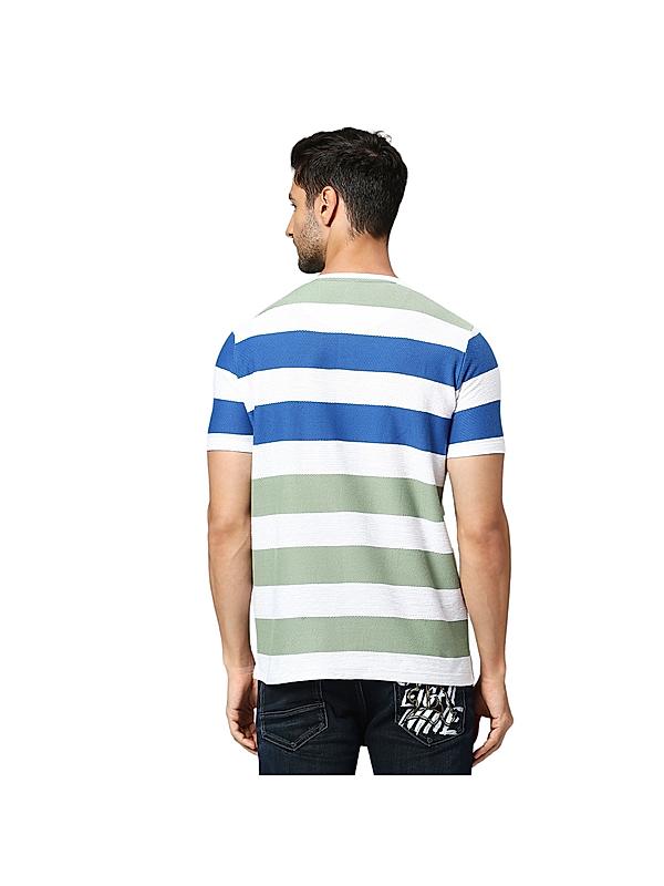 KILLER Men Royal Blue Stripes T-Shirts