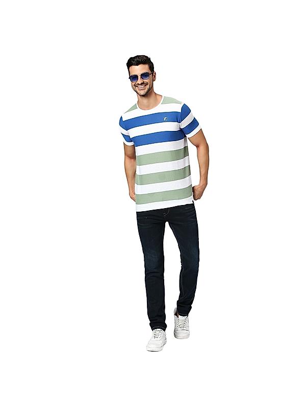 KILLER Men Royal Blue Stripes T-Shirts