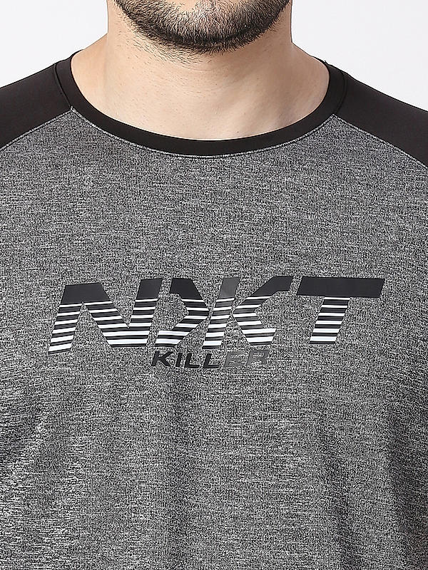 Killer Black Round Neck Printed T-Shirts