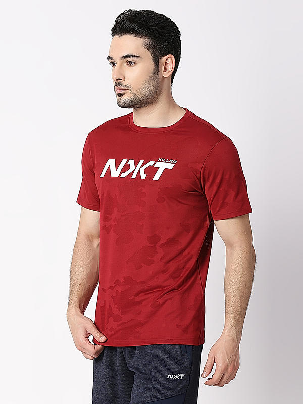 Killer Maroon Round Neck Printed T-Shirts