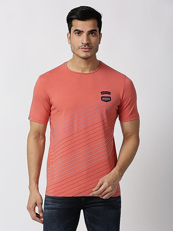 Killer Coral Round Neck Solid T-Shirts