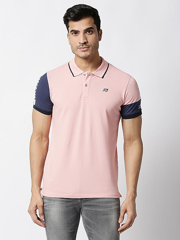 Killer Pink Polo Neck Solid T-Shirts