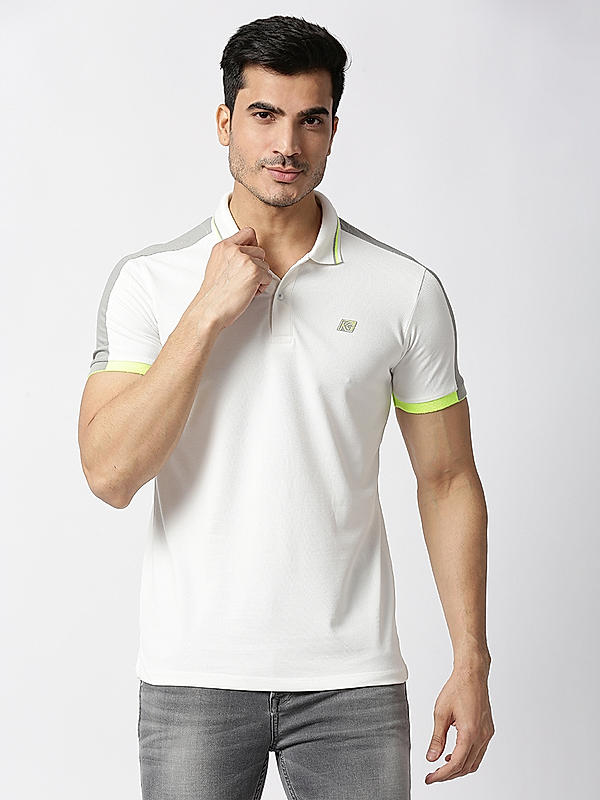 Killer White Polo Neck Solid T-Shirts