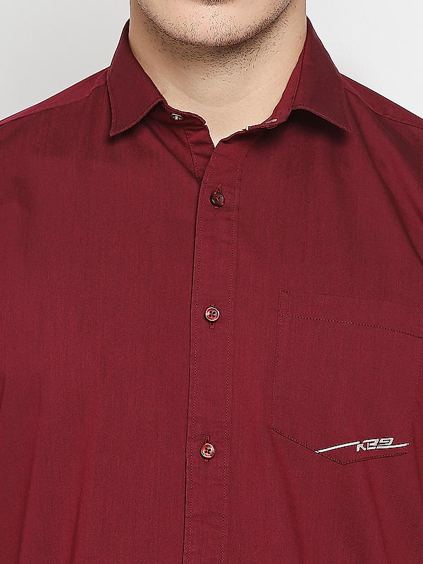 Killer Slim Fit Solid Maroon Shirts