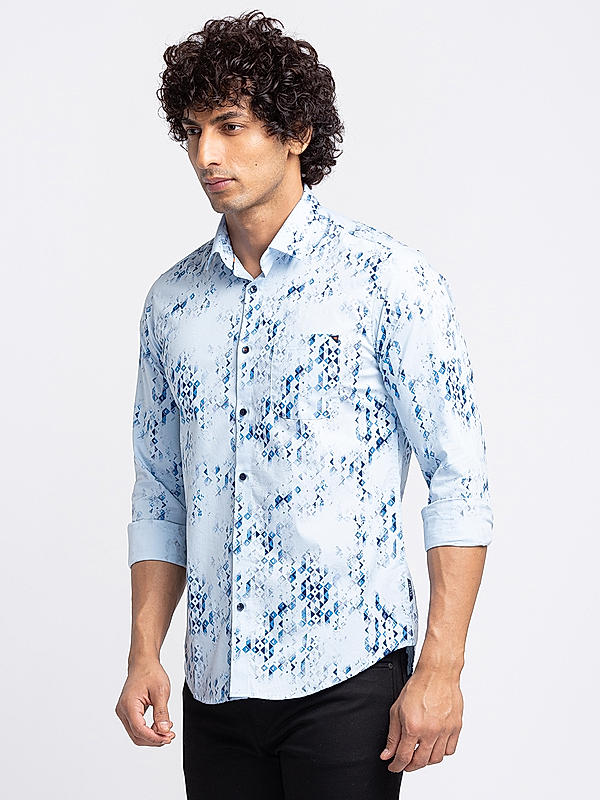 Killer Slim Fit Solid Blue Shirts