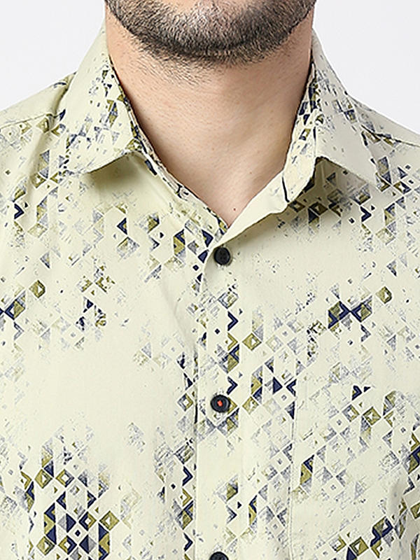 Killer Light Green Slim Fit Collar Printed Shirts