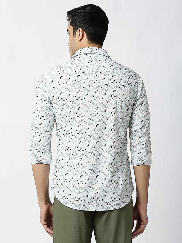 Killer Slim Fit Printed Light Green Shirts