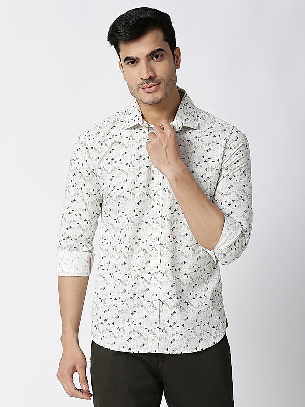 Killer Green Slim Fit Collar Printed Shirts