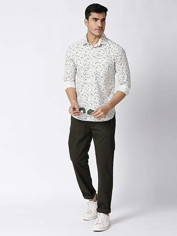 Killer Green Slim Fit Collar Printed Shirts