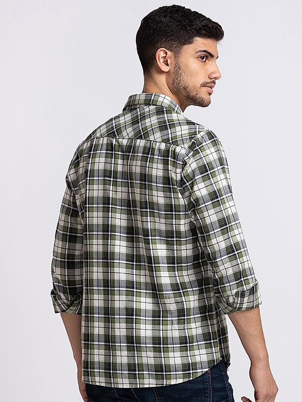 Killer Green Slim Fit Collar Checks Shirts