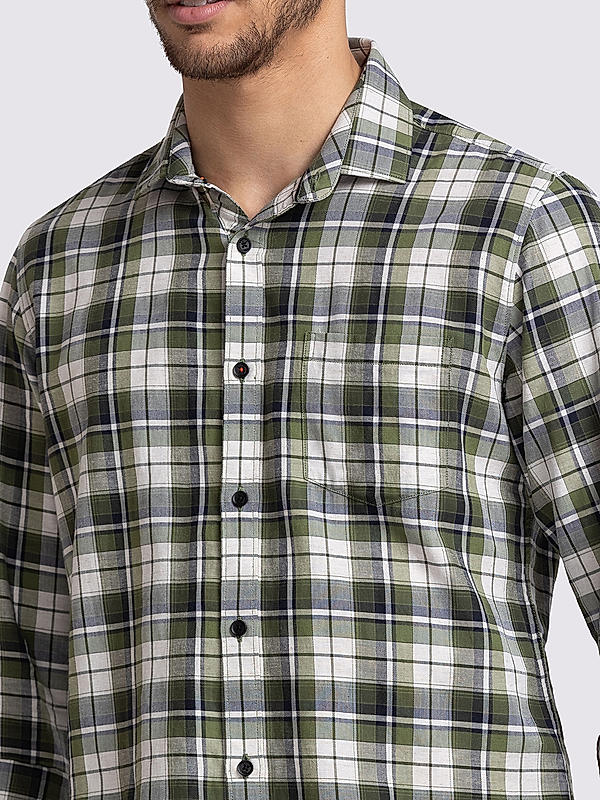 Killer Green Slim Fit Collar Checks Shirts