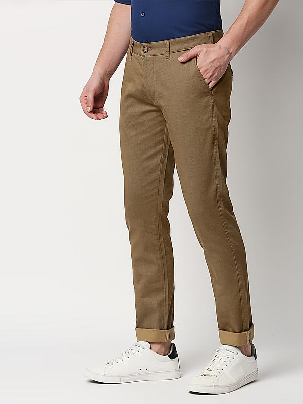 Killer Brown Solid Slim Fit Trousers