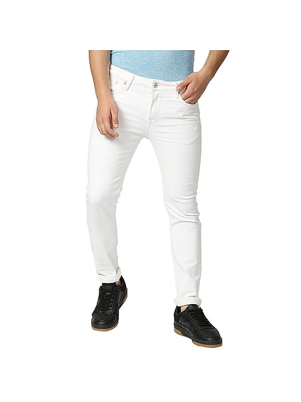 Killer Men's Slim Fit Solid White Jeans