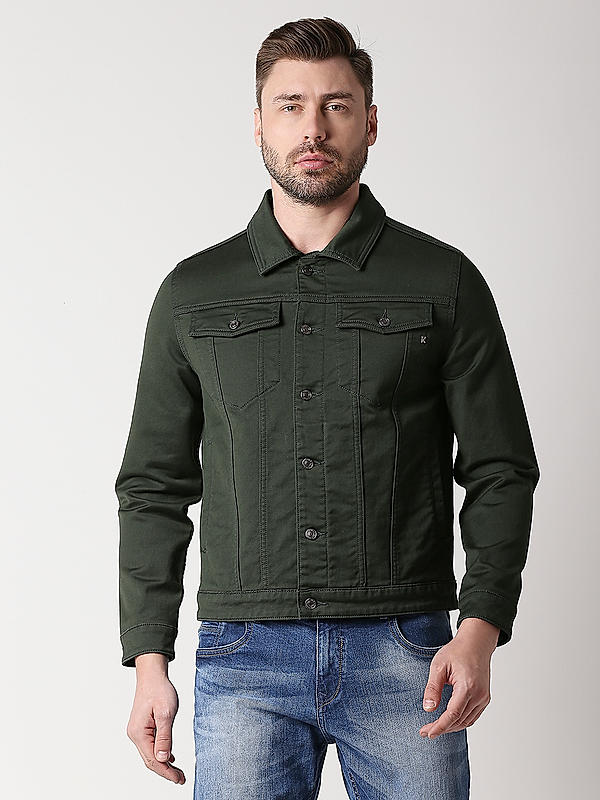 Killer Men'S Lean Fit Solid Dark Green Jackets