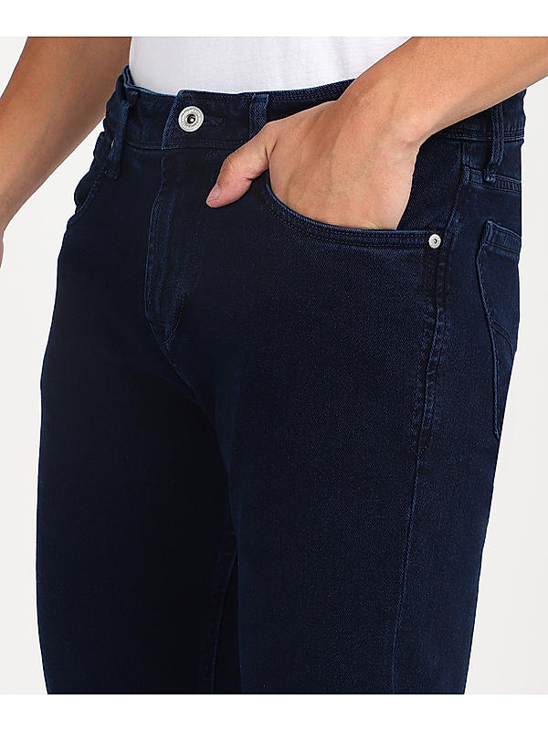 Killer Dark Blue Solid Slim Fit Jeans For Men