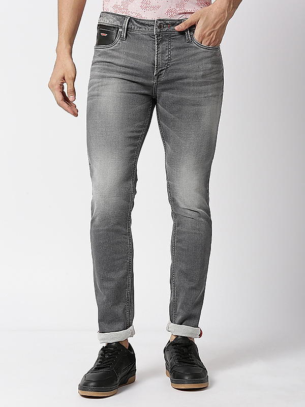 Killer Grey Solid Skinny Fit Jeans For Men