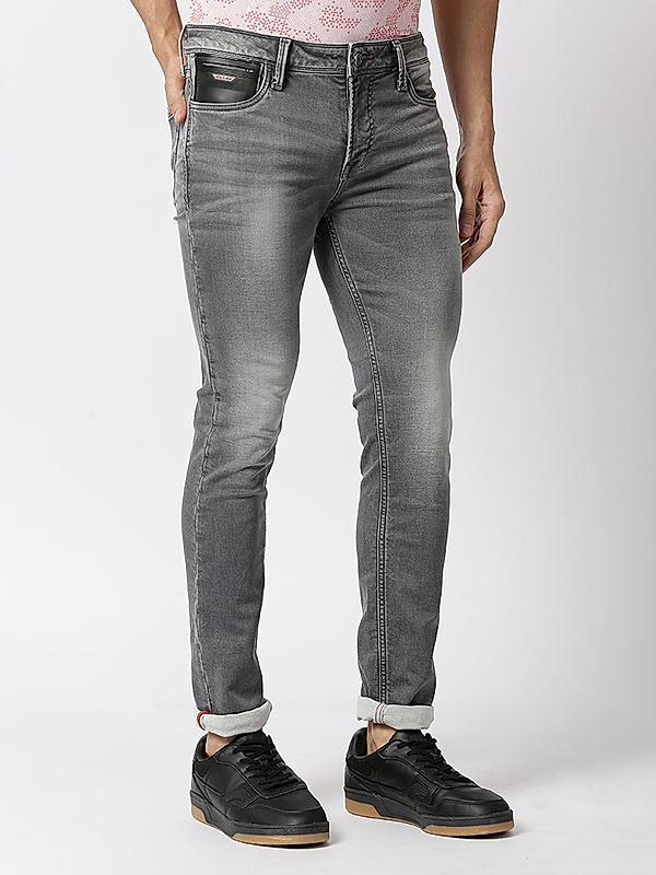 Killer Grey Solid Skinny Fit Jeans For Men