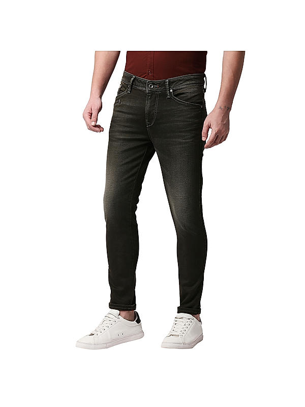 Killer Olive Solid Slim Fit Jeans For Men