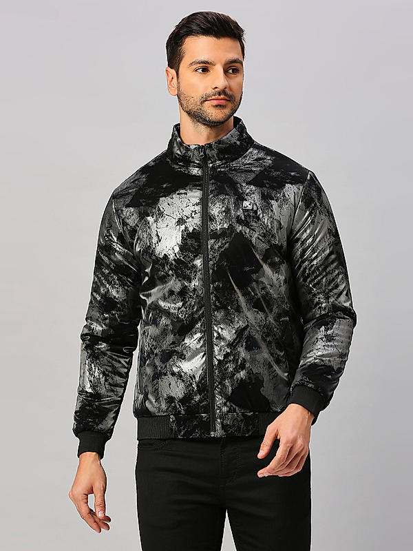 Killer Men Black Printed High Neck Jacket