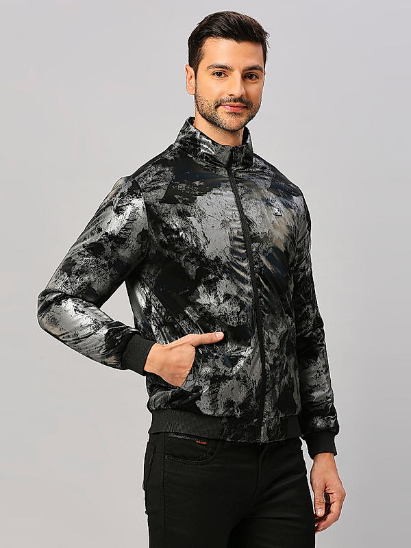 Killer Men Black Printed High Neck Jacket