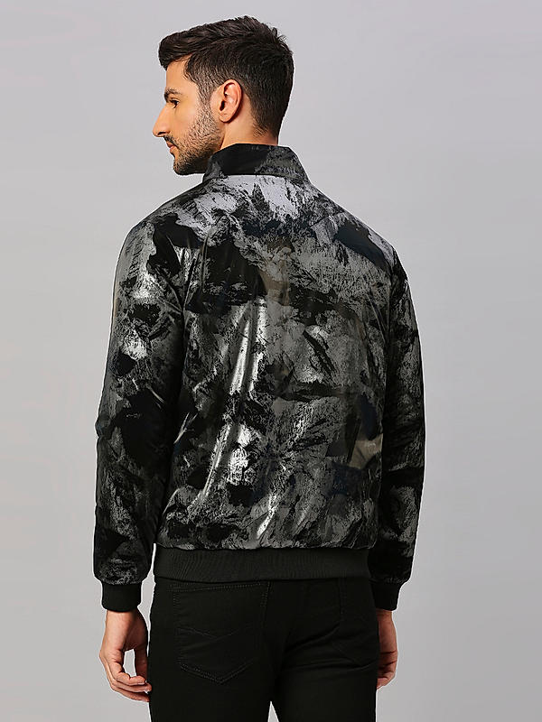 Killer Men Black Printed High Neck Jacket