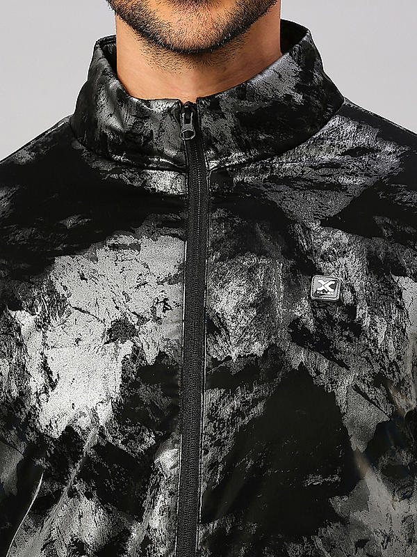 Killer Men Black Printed High Neck Jacket