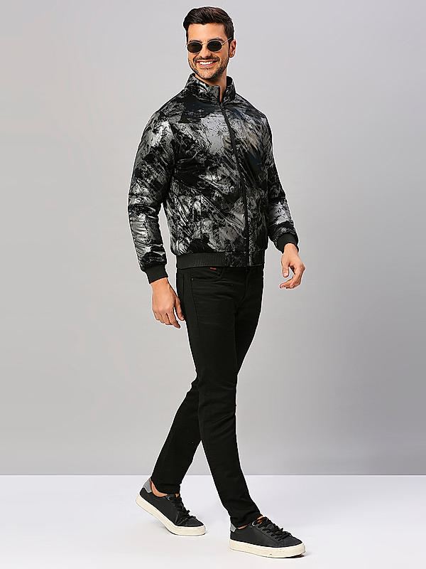 Killer Men Black Printed High Neck Jacket