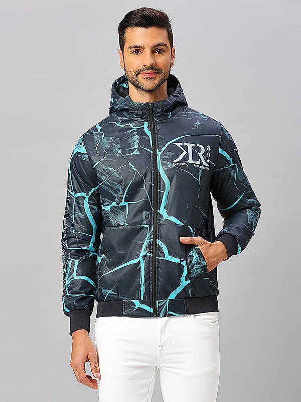 Killer Men Green Printed Hooded Jacket