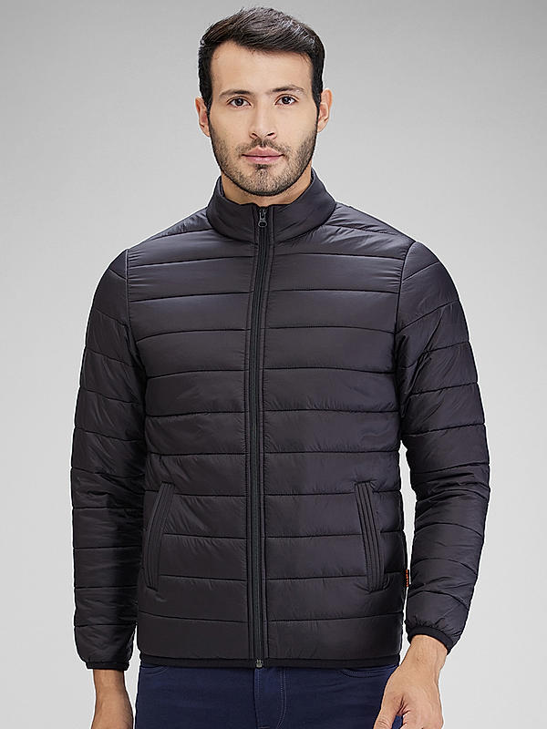 Killer Men Black Solid High Neck Jacket