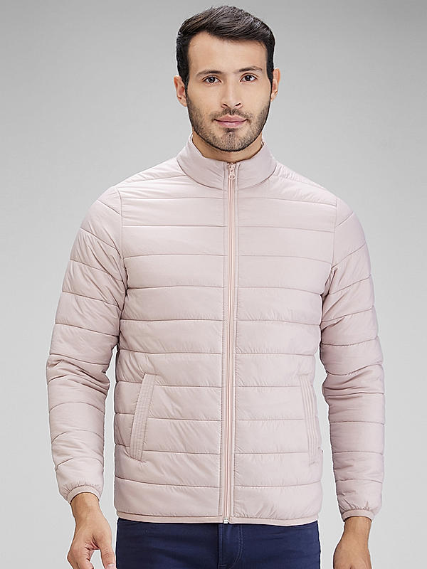 Killer Men Light Pink Solid High Neck Jacket